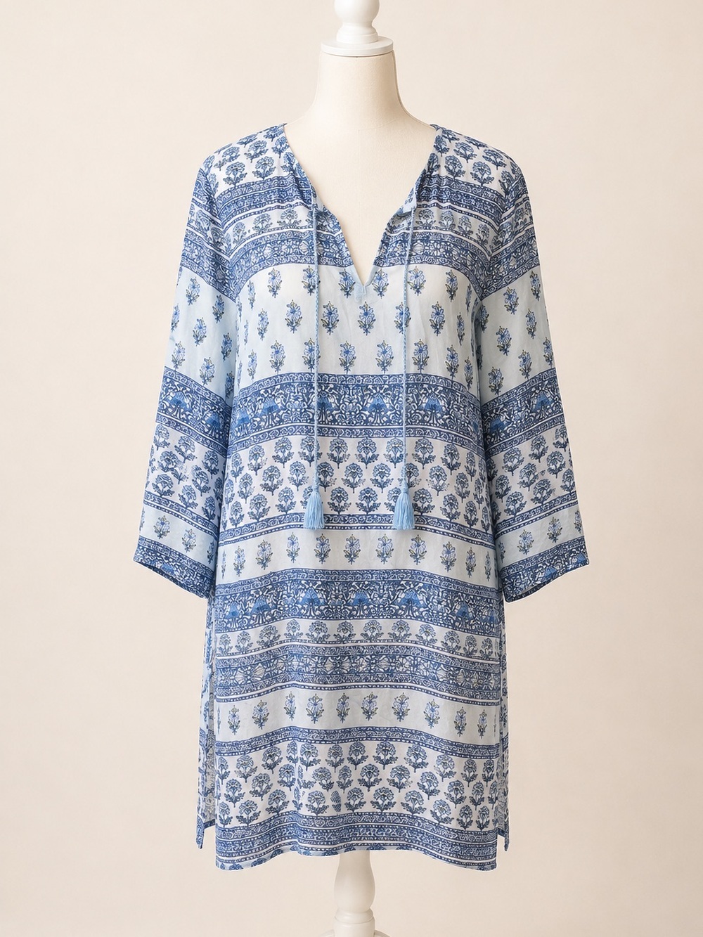 J. Jill • Blue Patterned Lightweight Swimsuit Tunic Coverup • Size M